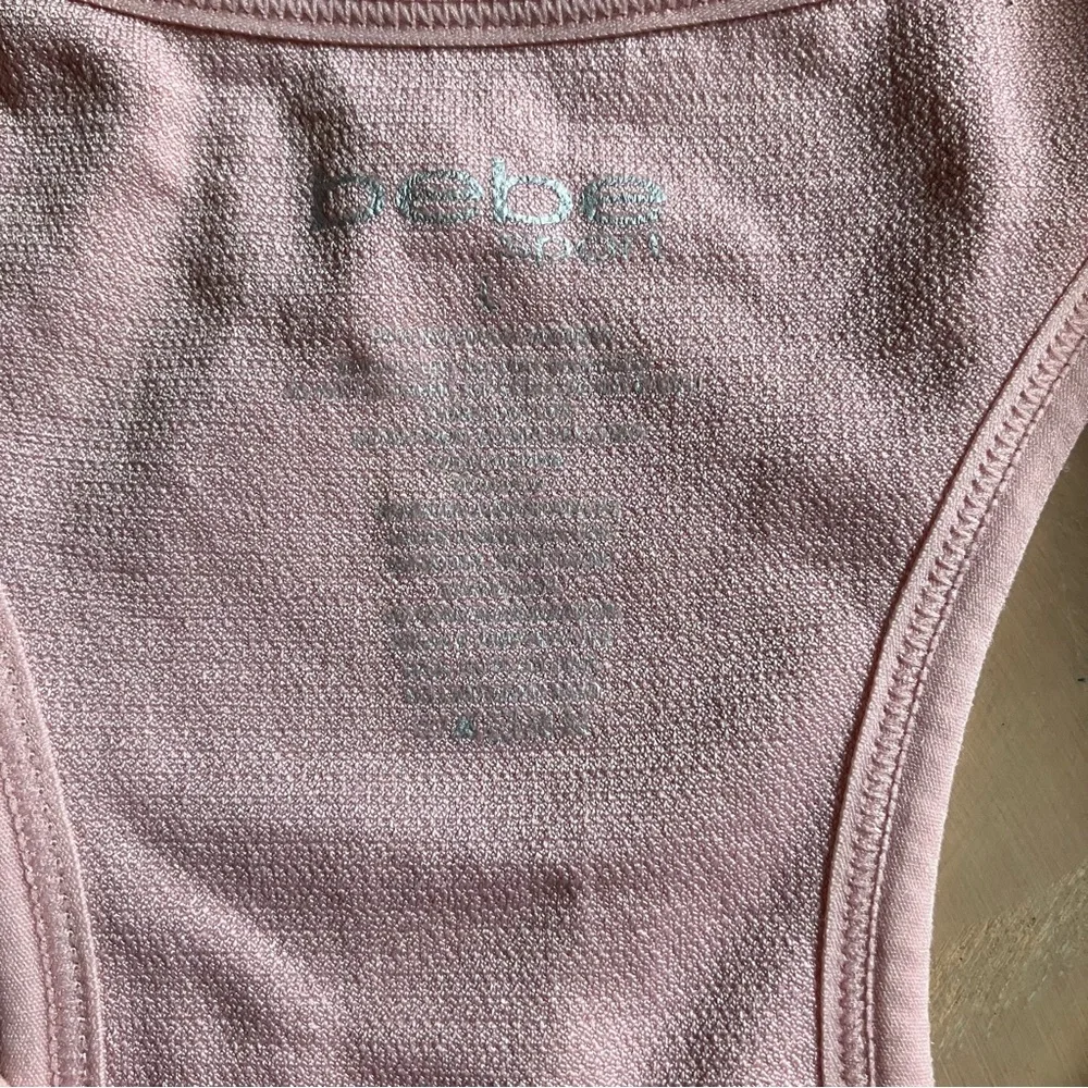 BEBE SPORT Pink Logo Racerback Sports Bra Large L - Picture 3 of 3